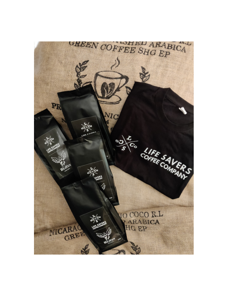 4 x Kaffee mit T-Shirt schwarz